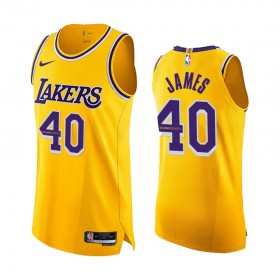 Canotte Uomo Los Angeles Lakers Lebron James 40k Points Nike Icon Edition Giallo Swingman